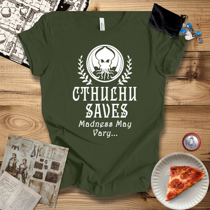 Cthulhu Saves Madness May Vary Emblem T-Shirt