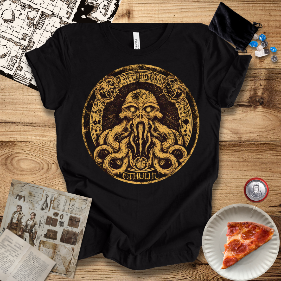 Cthulhu Symbol Red and Gold T-Shirt